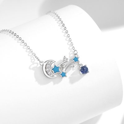 Dây Chuyền Bạc Nữ đính đá CZ Dạ Quang Hình Trăng Và Sao Lydia LILI 125750 4