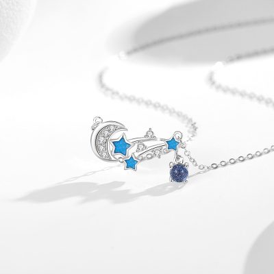 Dây Chuyền Bạc Nữ đính đá CZ Dạ Quang Hình Trăng Và Sao Lydia LILI 125750 5
