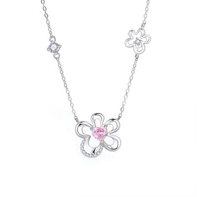 Dây Chuyền Bạc Nữ đính đá CZ Hình Bông Hoa đào Selena LILI 126808 3