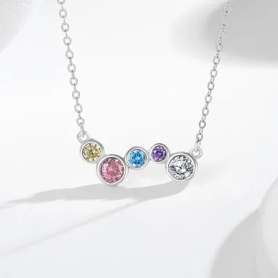 Dây Chuyền Bạc Nữ đính đá CZ Hình Cầu Vồng Colorful Rainbow LILI 125698 1