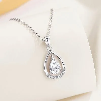 Dây Chuyền Bạc Nữ đính đá CZ Hình Giọt Nước Iris LILI 125647 2