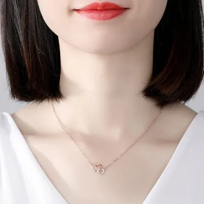 Dây Chuyền Bạc Nữ đính đá CZ Hình Trái Tim Ghép đôi Hailey LILI 125575 4