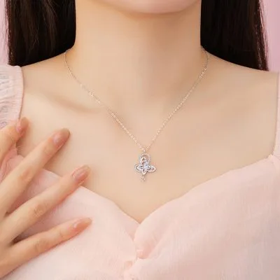 Dây Chuyền Bạc Nữ đính đá CZ Hồ điệp Lấp Lánh Nevaeh LILI 125777 3