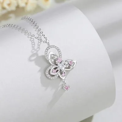 Dây Chuyền Bạc Nữ đính đá CZ Hồ điệp Lấp Lánh Nevaeh LILI 125777 4