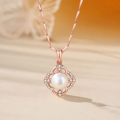 Dây Chuyền Bạc Nữ đính đá CZ, Ngọc Trai Tròn Eliza LILI 125988 5