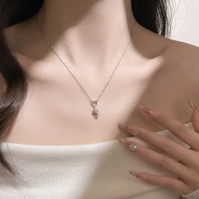 Dây Chuyền Bạc Nữ đính đá CZ Tiên Cá Tình Yêu Rylee LILI 125868 1