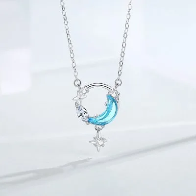Dây Chuyền Bạc Nữ đính đá CZ Trăng Và Sao Samantha LILI 125858 1