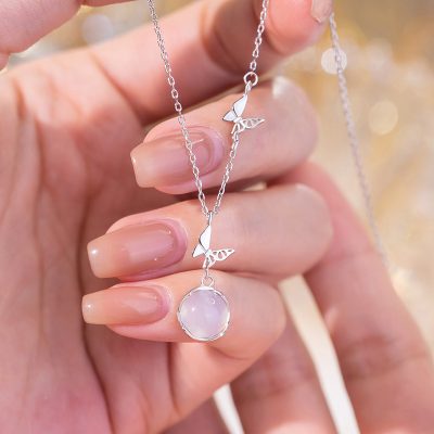 Dây Chuyền Bạc Nữ đính đá Chalcedony Hình Hồ điệp Millie LILI 126038 1