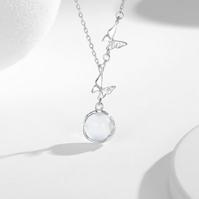 Dây Chuyền Bạc Nữ đính đá Chalcedony Hình Hồ điệp Millie LILI 126038 2