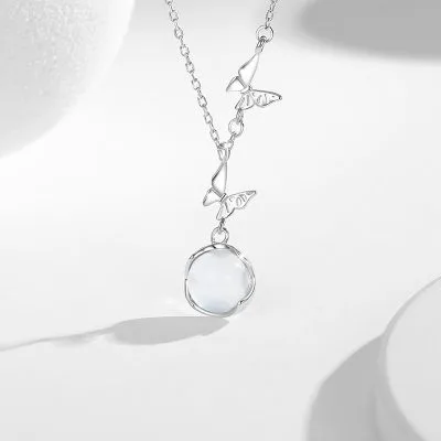 Dây Chuyền Bạc Nữ đính đá Chalcedony Hình Hồ điệp Millie LILI 126038 2