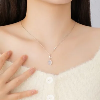 Dây Chuyền Bạc Nữ đính đá Chalcedony Hình Hồ điệp Millie LILI 126038 3