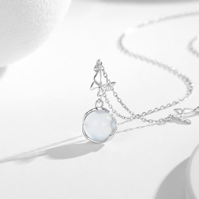 Dây Chuyền Bạc Nữ đính đá Chalcedony Hình Hồ điệp Millie LILI 126038 4