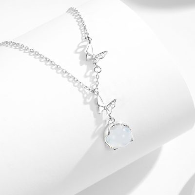 Dây Chuyền Bạc Nữ đính đá Chalcedony Hình Hồ điệp Millie LILI 126038 5
