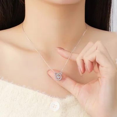 Dây Chuyền Bạc Nữ đính đá Nhảy CZ Chiếc Nơ Xinh Xắn Jade LILI 125690 2