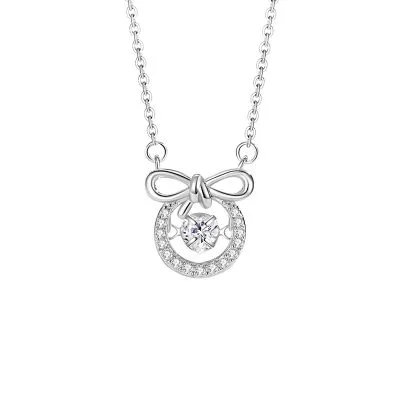 Dây Chuyền Bạc Nữ đính đá Nhảy CZ Chiếc Nơ Xinh Xắn Jade LILI 125690 5