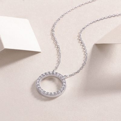 Dây Chuyền Bạc Nữ đính Kim Cương Moissanite Hình Tròn Adalynn LILI 126087 2