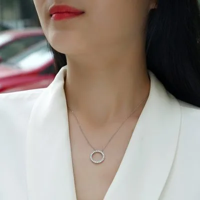 Dây Chuyền Bạc Nữ đính Kim Cương Moissanite Hình Tròn Adalynn LILI 126087 4