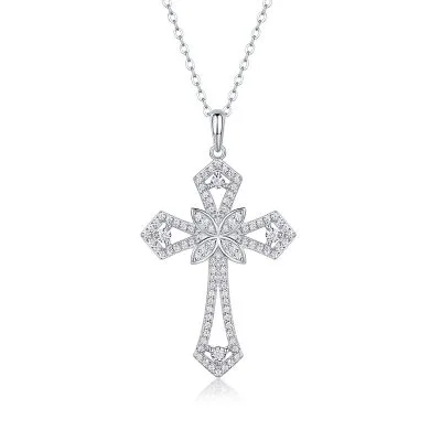Dây Chuyền Bạc Nữ đính Kim Cương Moissanite Thánh Giá Chữ Thập Alina LILI 126093 1