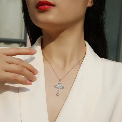 Dây Chuyền Bạc Nữ đính Kim Cương Moissanite Thánh Giá Chữ Thập Alina LILI 126093 4