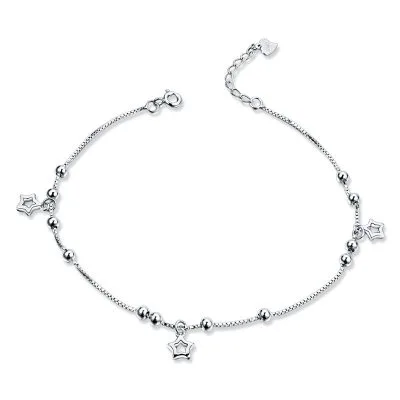 Lắc Chân Bạc Nữ Mảnh Nhỏ Dạng Sợi Mì Ngôi Sao Olivia LILI 124684 5