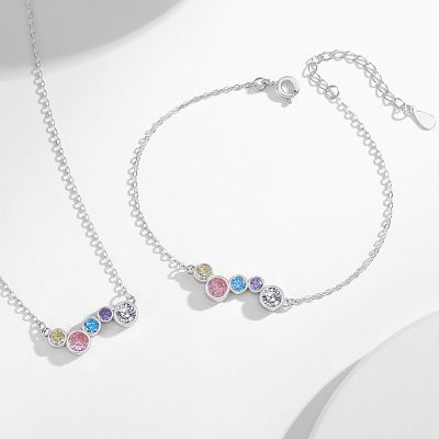 Lắc Tay Bạc Nữ đính đá CZ Cầu Vồng Colorful Rainbow LILI 124832 3