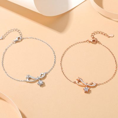 Lắc Tay Bạc Nữ đính đá CZ Hình Chiếc Nơ Cách điệu Avery LILI 125033 3