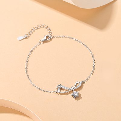 Lắc Tay Bạc Nữ đính đá CZ Hình Chiếc Nơ Cách điệu Avery LILI 125033 5