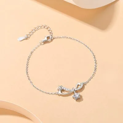 Lắc Tay Bạc Nữ đính đá CZ Hình Chiếc Nơ Cách điệu Avery LILI 125033 5