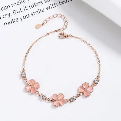 Lắc Tay Bạc Nữ đính đá CZ Hình Cỏ 4 Lá May Mắn Emma LILI 124697 2