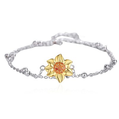 Lắc Tay Bạc Nữ đính đá CZ Hình Hoa Hướng Dương Amelia LILI 124745 4