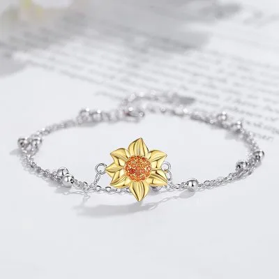 Lắc Tay Bạc Nữ đính đá CZ Hình Hoa Hướng Dương Amelia LILI 124745 5