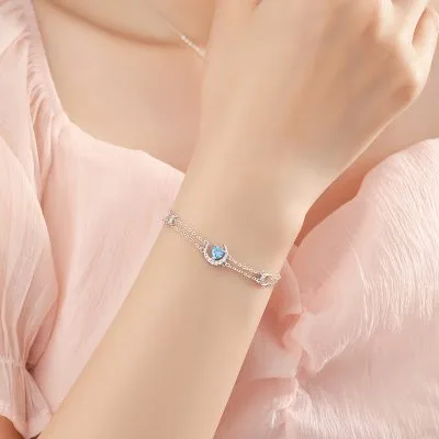 Lắc Tay Bạc Nữ đính đá CZ Hình Mặt Trăng Cách điệu Eleanor LILI 124920 3