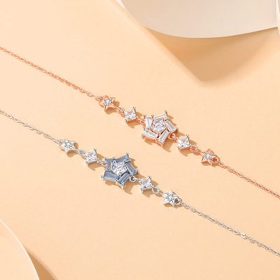 Lắc Tay Bạc Nữ đính đá CZ Hình Ngôi Sao 5 Cánh Ariel LILI 126798 1