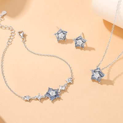 Lắc Tay Bạc Nữ đính đá CZ Hình Ngôi Sao 5 Cánh Ariel LILI 126798 3