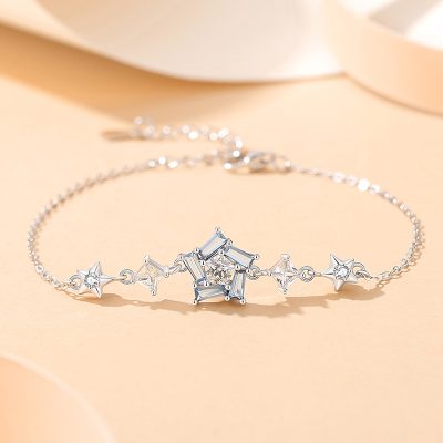 Lắc Tay Bạc Nữ đính đá CZ Hình Ngôi Sao 5 Cánh Ariel LILI 126798 5