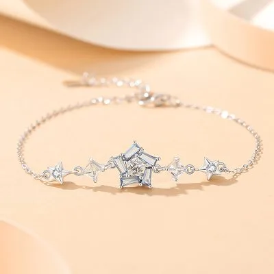Lắc Tay Bạc Nữ đính đá CZ Hình Ngôi Sao 5 Cánh Ariel LILI 126798 5