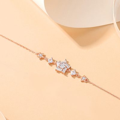 Lắc Tay Bạc Nữ đính đá CZ Hình Ngôi Sao 5 Cánh Ariel LILI 126798 6