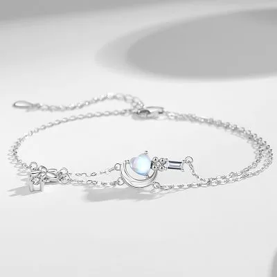 Lắc Tay Bạc Nữ đính đá CZ Hoa Mặt Trăng Mia LILI 124785 1