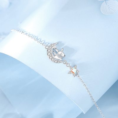 Lắc Tay Bạc Nữ đính đá CZ Trăng Và Sao Ella LILI 125015 1