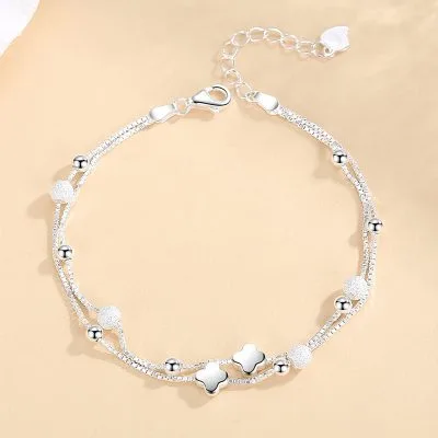 Lắc Tay Bạc Nữ Hình Cỏ 4 Lá May Mắn Riley LILI 125095 3