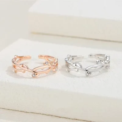 Nhẫn Bạc Nữ đính đá CZ Cành Và Lá Leilani LILI 125290 1