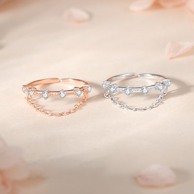 Nhẫn Bạc Nữ đính đá CZ Chuỗi Xích độc Lạ Delilah LILI 125279 3