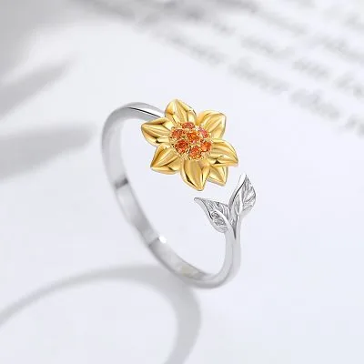 Nhẫn Bạc Nữ đính đá CZ Hình Bông Hoa Hướng Dương Sunflower LILI 125177 2