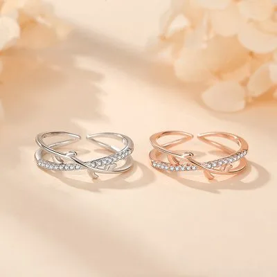 Nhẫn Bạc Nữ đính đá CZ Hình Cành ô Liu Maya LILI 125164 1