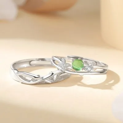 Nhẫn đôi Bạc đính đá CZ Cành Thường Xuân Savannah LILI 125462 4