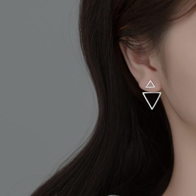 Bông Tai Bạc Nữ 2 Tầng Hình Tam Giác Azari LILI 131815 1