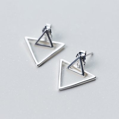 Bông Tai Bạc Nữ 2 Tầng Hình Tam Giác Azari LILI 131815 2