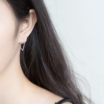 Bông Tai Bạc Nữ 2 Tầng Hình Tam Giác Azari LILI 131815 4