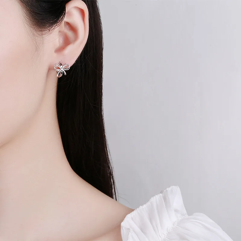 Bông Tai Bạc Nữ Chiếc Nơ Cute LILI 132465 3