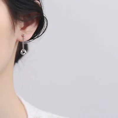 Bông Tai Bạc Nữ Chuỗi Xích Dài Lilyana LILI 132412 3